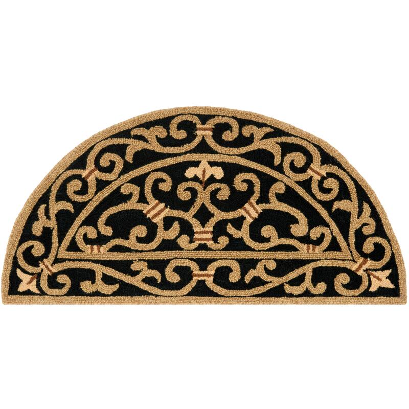 SAFAVIEH Hand-hooked Chelsea Joba Country Oriental Wool Rug - 1' 6" x 3' - Black - Novelty/Runner