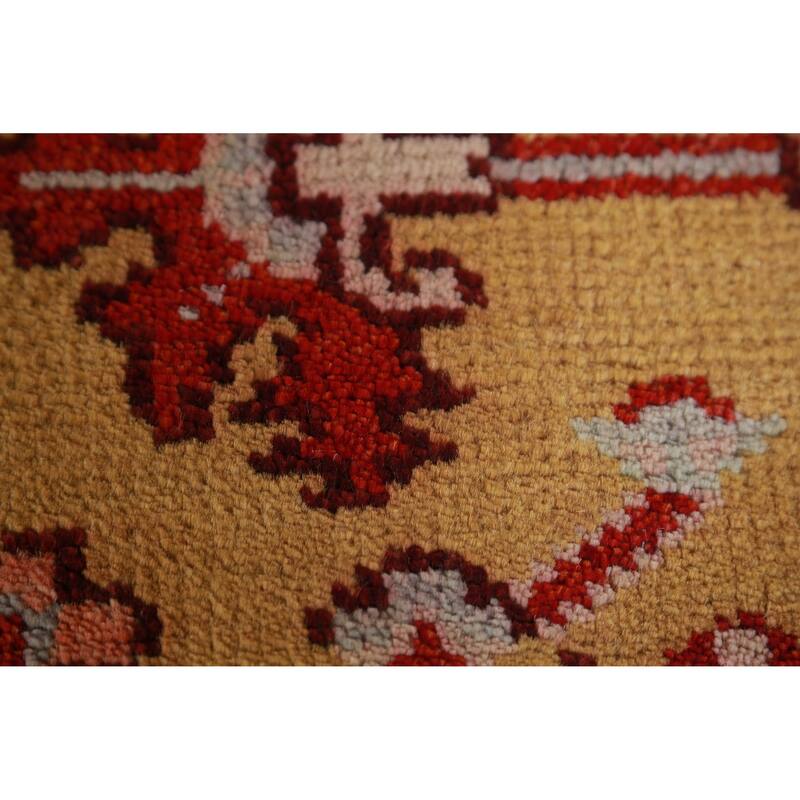 Hand Knotted Oriental 100% Wool Carpet Traditional Geometric Yellow & Gold Heriz (serapi) Area Rug - 11' 9'' X 9' 0''