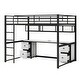preview thumbnail 22 of 24, Full Size Metal Loft Bed with Desk, Drawers and Bedside Tray, Charging Station, USB and Socket