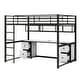preview thumbnail 9 of 11, Vintage Modern Style Full Size Metal Loft Bed,Build-in Desk with Drawers and Charging Station,Cabinets and Shelf for Storage