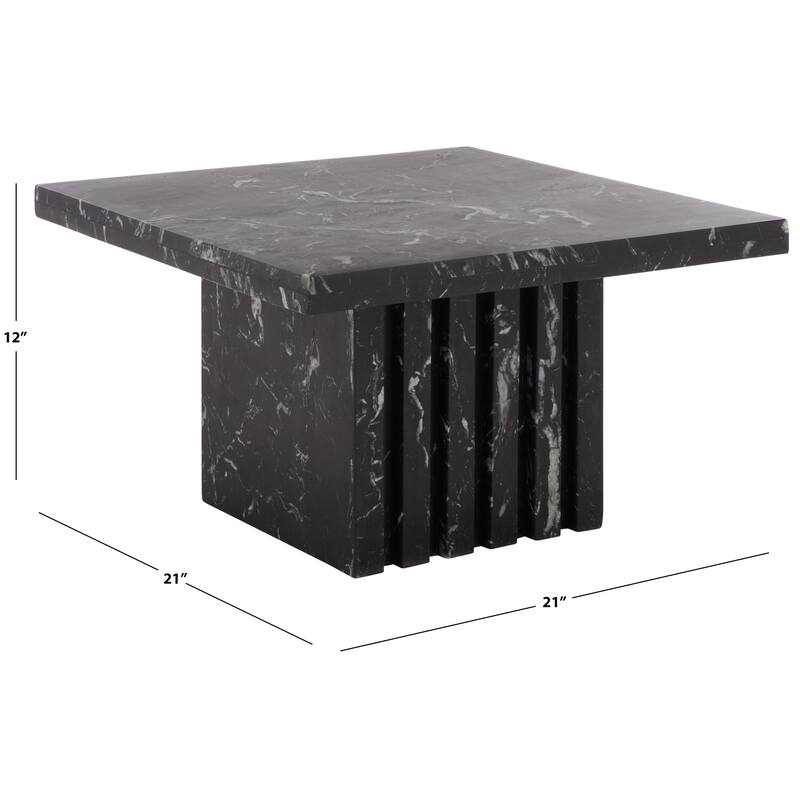 SAFAVIEH Couture Izzat Square Marble Accent Table - 21 In W x 21 In D x 12 In H - 21"W x 21"D x 12"H