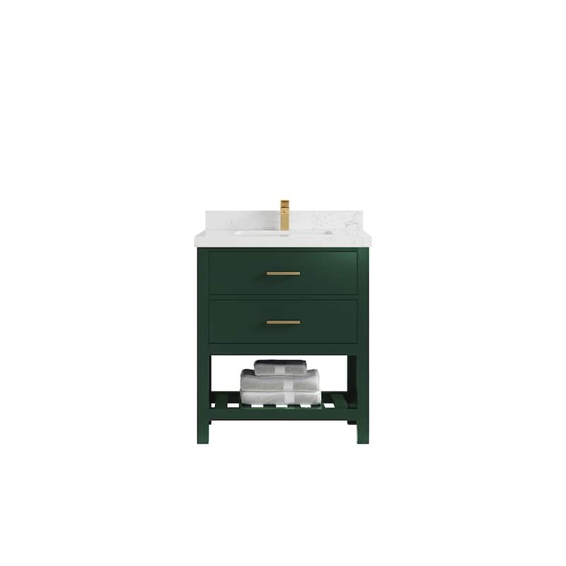 Willow Collections 30 in. W x 22 in. D Parker Single Sink Bathroom Vanity with Countertop - 2" Empira White - Lafayette Green