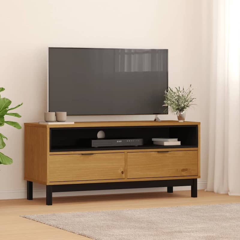 vidaXL TV Stand FLAM 43.3"x15.7"x19.7" Solid Wood Pine - 43.3" x 15.7" x 19.7"