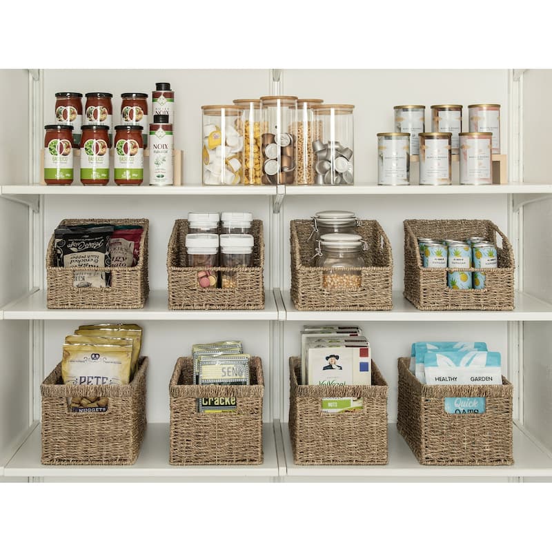 StorageWorks 2-Pack Wicker Storage Basket with Built-in Handle - 8.25"D x 13.25"W x 7"H