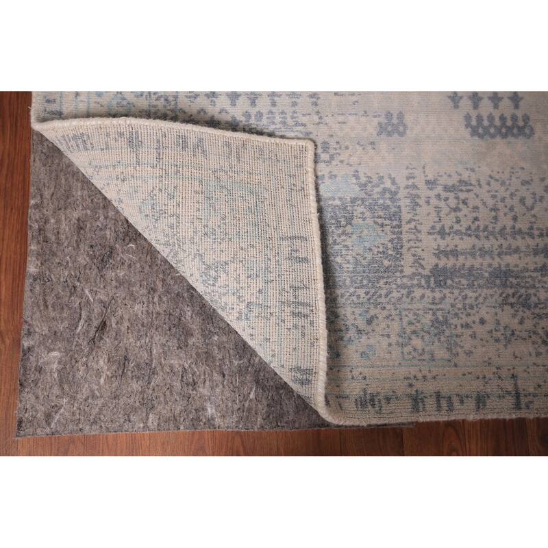 Abstract Modern Area Rug Hand-Knotted Beige Wool Carpet - 5'4" x 7'9"