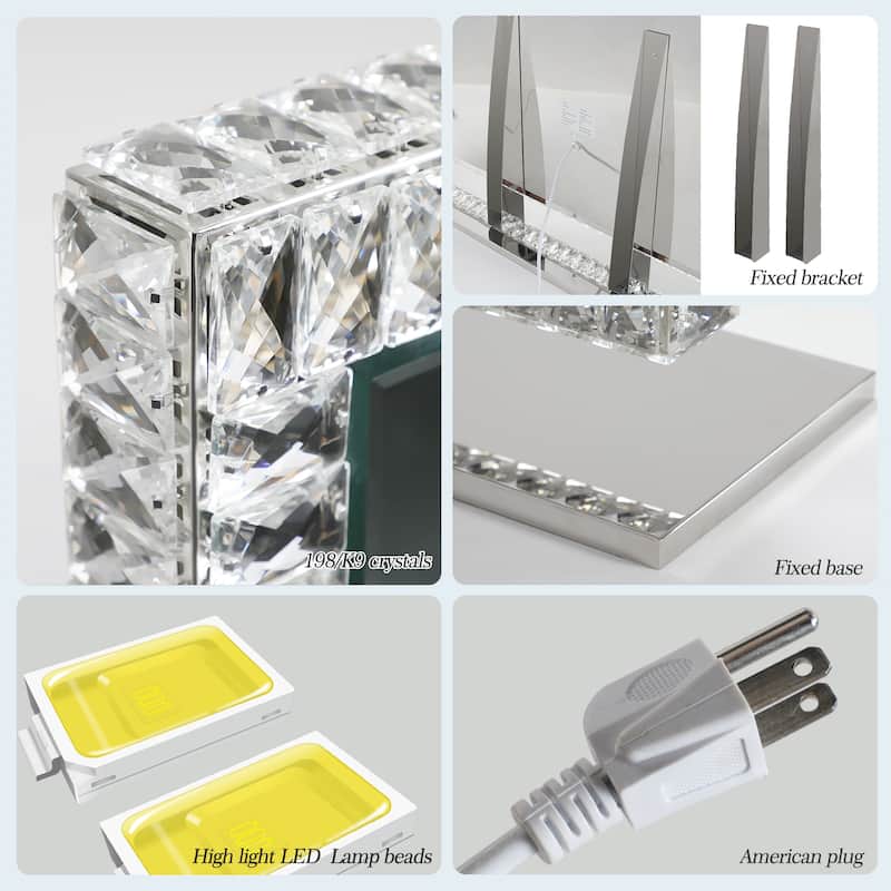 LED Crystal Mirror Light With Dimmable Lights for Living Room Kitchen Bedroom Dining Room