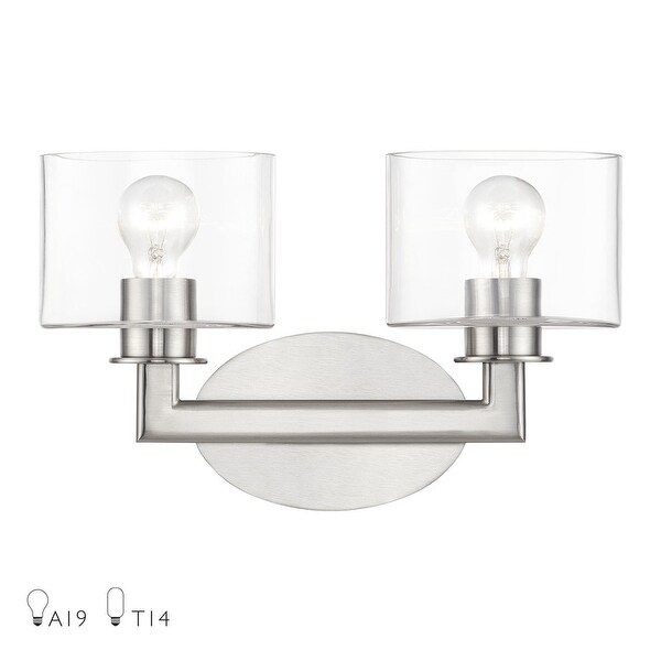 2 Light Brushed Nickel Vanity Sconce