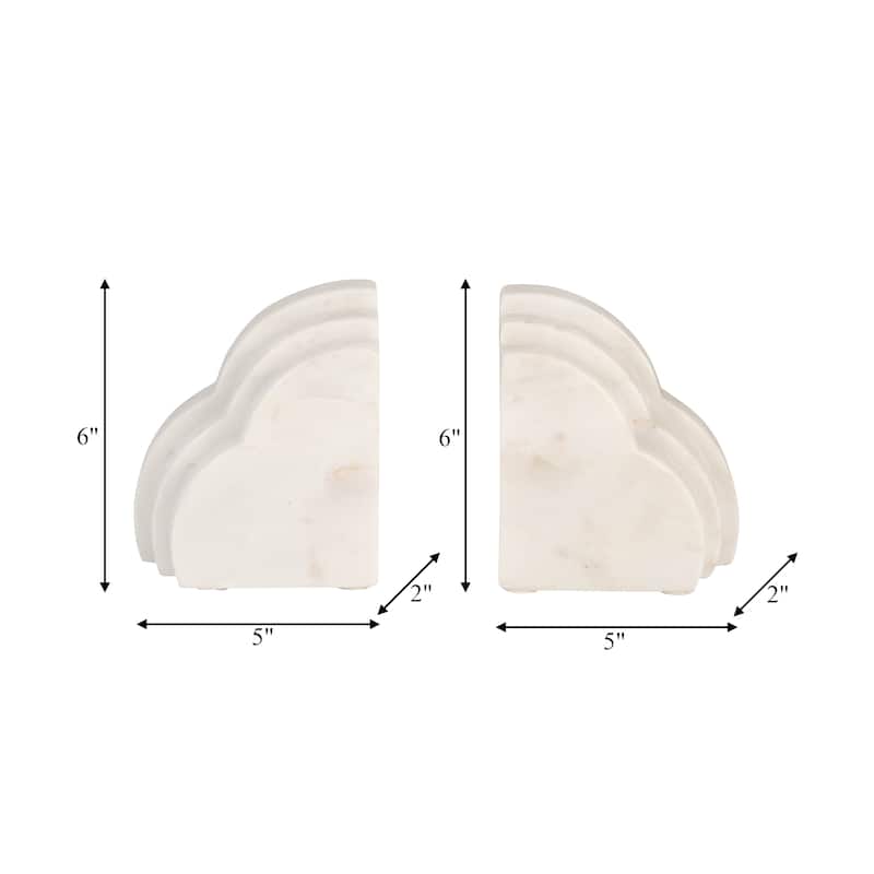 Modern Marble Rainbow Bookends for Home Library Decor - 6", White - 6.0"