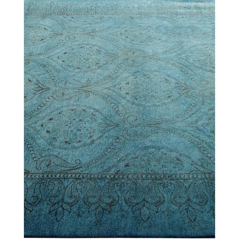 Overton Hand Knotted Wool Vintage Inspired Modern Contemporary Overdyed Blue Area Rug - 5' 8" x 8' 1"