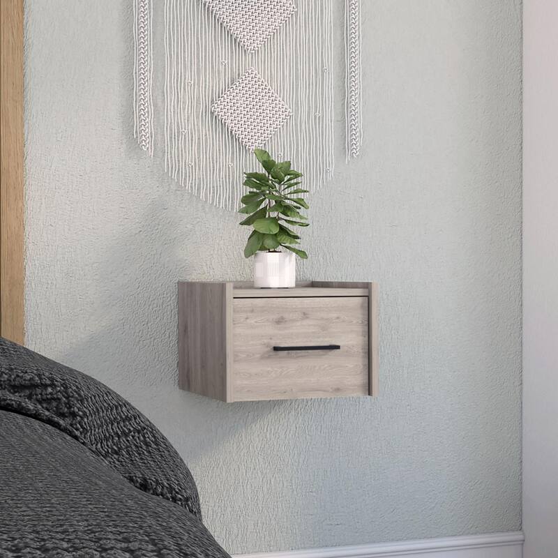 Boa Modern Floating Bedroom Nightstand with Storage Drawer - Light Grey