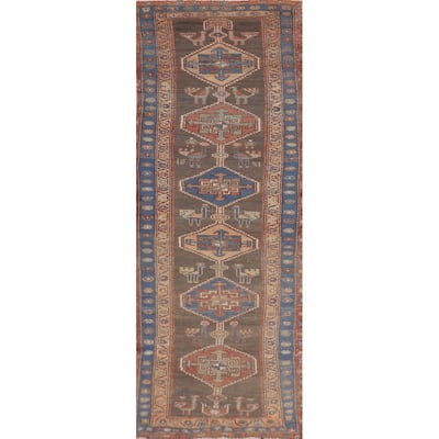 Tribal Ardebil Persian Vintage Runner Rug Handmade Wool Carpet - 3'3"x 11'1"
