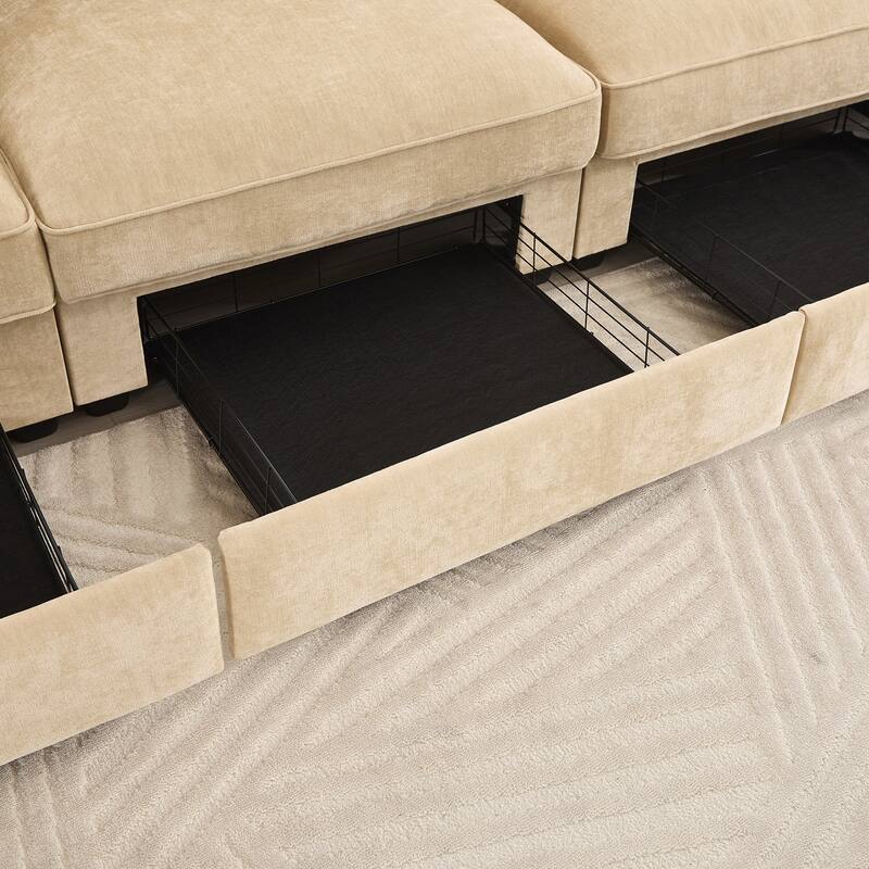 Chenille Upholstered Loveseat with Pull-Out Storage Drawer