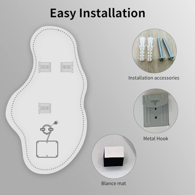 Asymmetrical LED Decorative Bathroom Vanity Wall Mirror - White - 20x36