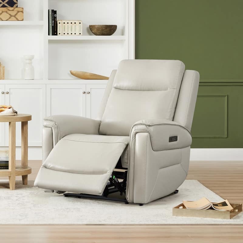 Spruce & Spring Dual Motors Genuine Leather Zero Gravity Recliner with Power Headrest