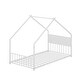 preview thumbnail 4 of 3, Playfun Design House Floor Bed with Metal Frame, Slats, Roof and Colorful Lights, Twin Size, White