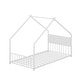 preview thumbnail 4 of 34, Twin Size Kids' House Bed Frame with Canopy, Built-In Multi-Color LED Lights, Sturdy Metal Slats, Low-Profile Design