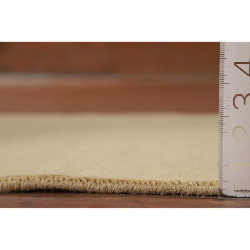 Muted Yellow Gabbeh Modern Foyer Rug Handmade Solid Wool Carpet - 2'7"x 4'1"