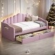 preview thumbnail 23 of 31, 3 Color 81" Twin Size Velvet Sofabed Daybed with Backrest, 2 Drawers and USB Charging Ports Pink