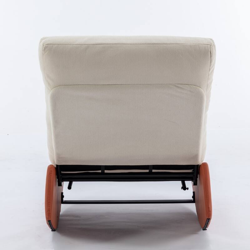Corduroy Rocking Recliner Chair with Adjustable Back & Ottoman