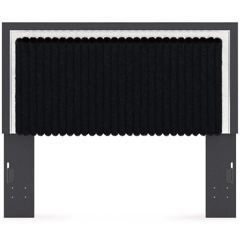 Signature Design by Ashley Ravalori Black Queen Upholstered Panel Headboard