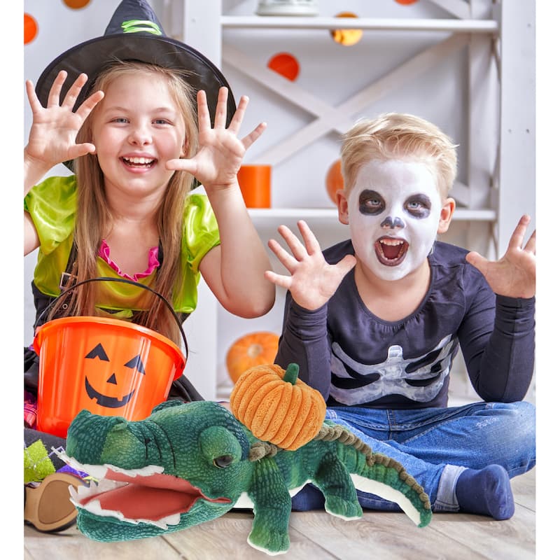 DolliBu Wild Collection Alligator Stuffed Animal with Pumpkin Decor - 24 inches