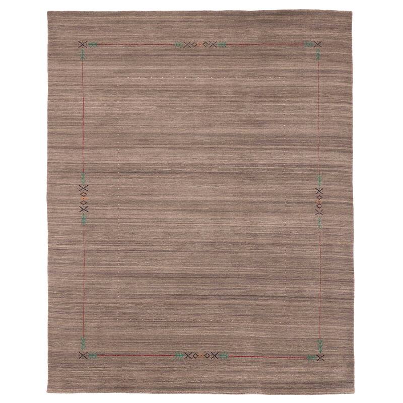 ECARPETGALLERY Hand Loomed Kashkuli Gabbeh Taupe Wool Rug - 7'10 x 9'9