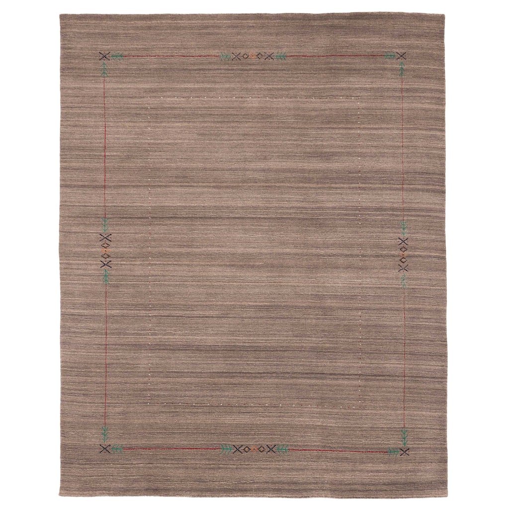 ECARPETGALLERY Hand Loomed Kashkuli Gabbeh Taupe Wool Rug - 7'10 x 9'9