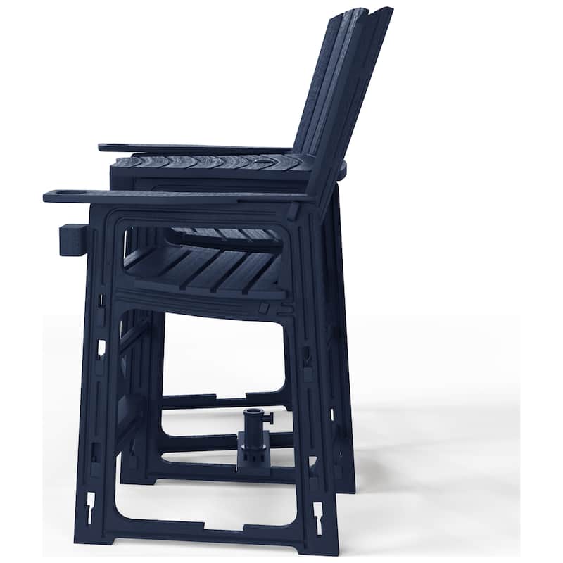 Polytrends Coastline Outdoor Poly Bar Chair Set with Connecting Tray & Cup Holder