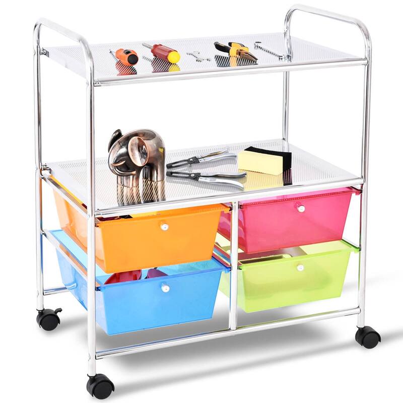 Costway 4Drawer Rolling Storage Cart shelf Scrapbook Paper Office - See Details