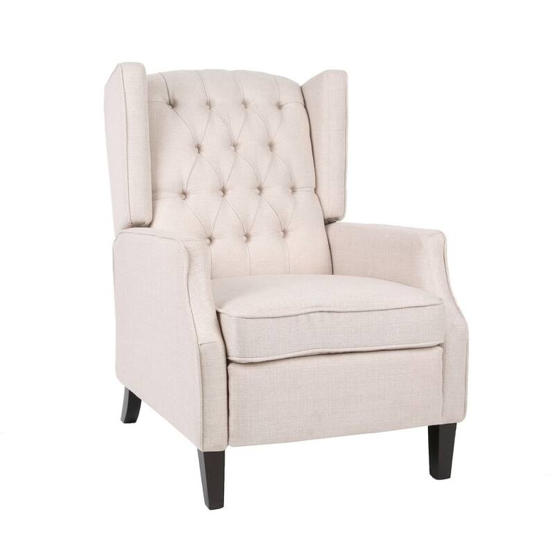 Modern Fabric Recliner with Wingback Design and Tufted Upholstery by Christopher Knight Home