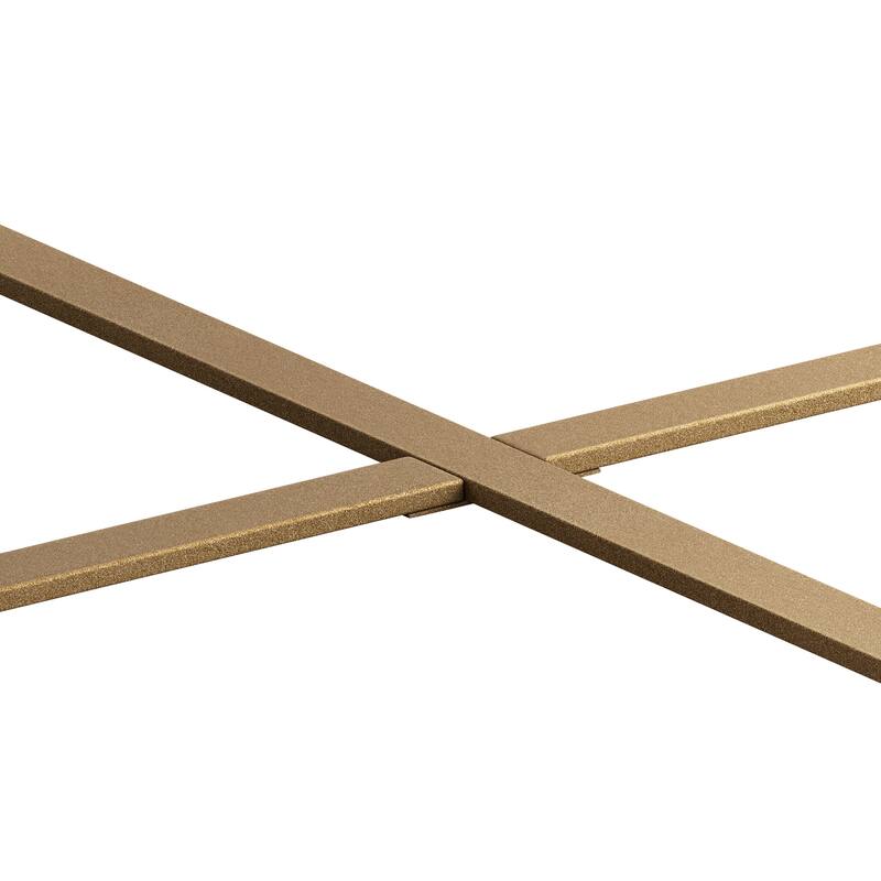 33.86"Modern Retro Splicing Round Coffee Table,Fir Wood Table Top with Gold Cross Legs Base