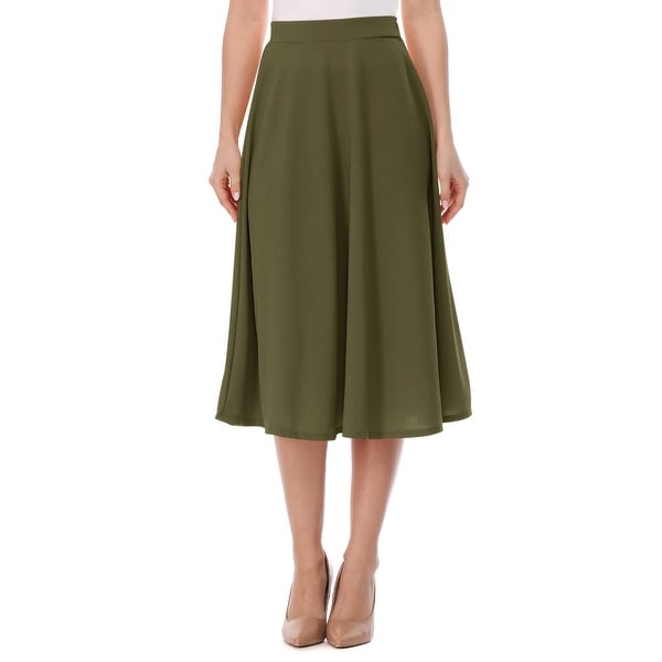 high waisted a line midi skirt