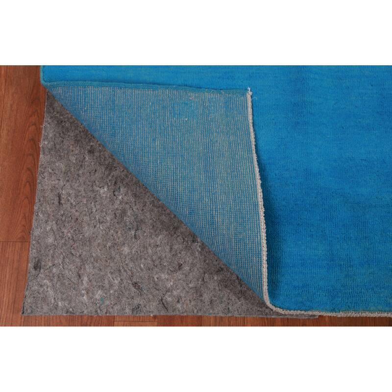 Hand Knotted Oriental 100% Wool Carpet Modern Solid Navy Blue & Blues Gabbeh Area Rug - 10' 10'' X 8' 3''