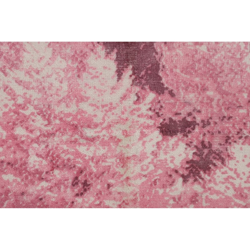 Modern Area Rug Hand-Knotted Abstract Pink Wool Carpet - 5'11"x 9'0"