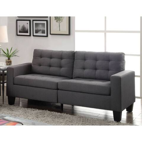 Contemporary Style Linen Fabric Loveseat Seat Home Furniture with Upholstered Wood Frame Tufted Back Sofa and Plastic Leg