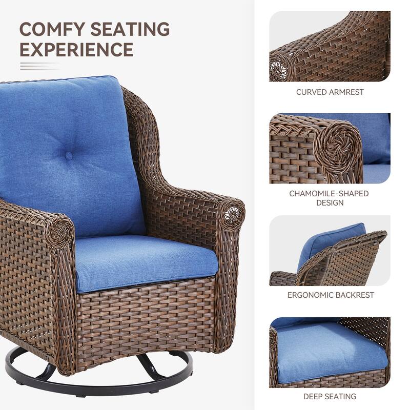 Gymojoy Outdoor Wicker Swivel Glider Chairs with Cushions
