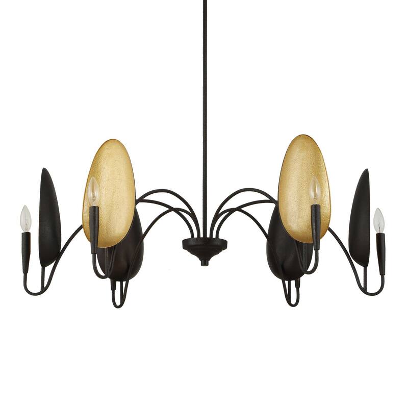 Uttermost Warwick 6 Light Matte Black Chandelier - 41.5"W x 41.5"D x 19"H