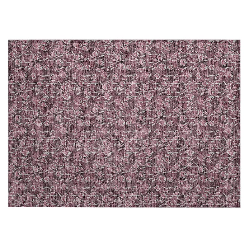 Machine Washable Indoor/ Outdoor Chantille Modern Floral Impressions Rug