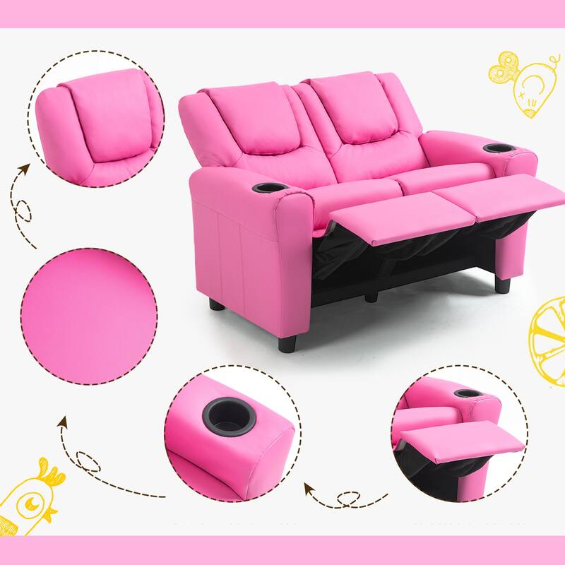 EROMMY Faux Leather Kids Recliner Chair, Adjustable PU Lounge Sofa for Reading and Napping