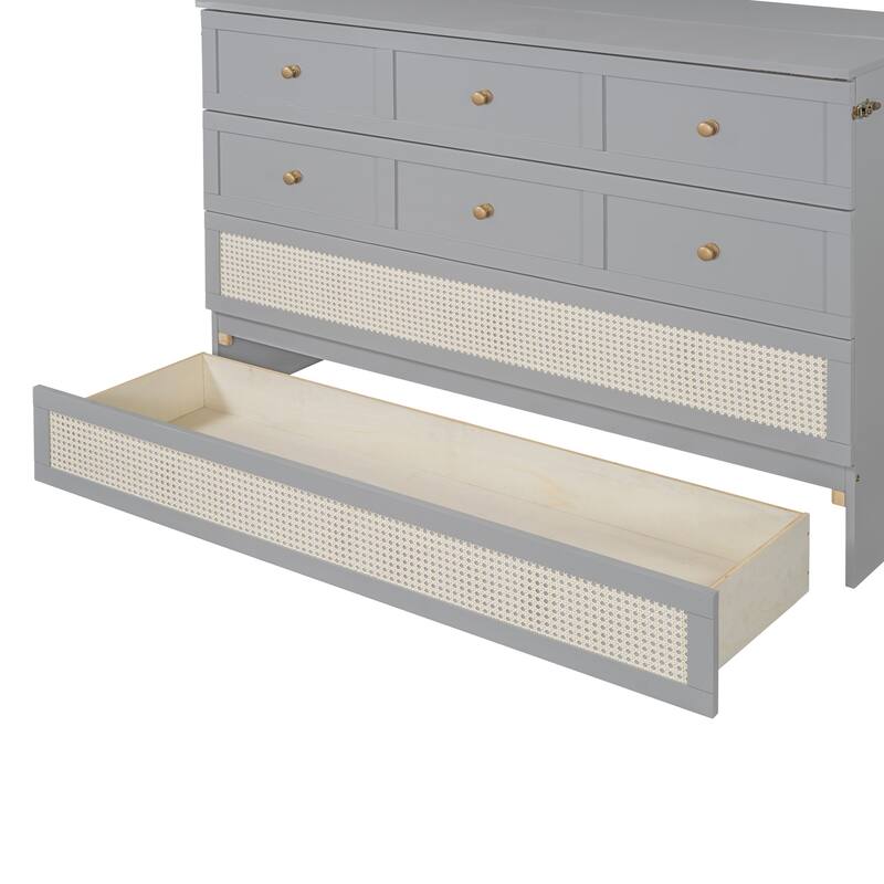 Queen Size Murphy Bed with Versatile Storage & Large Drawers
