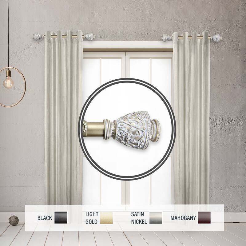 InStyleDesign Neva 1" Side Curtain Rod 12-20 inch long (Set of 2) - 12 to 20 inches - Light Gold