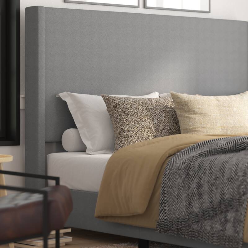 Upholstered Platform Bed with Channel Stitched Headboard