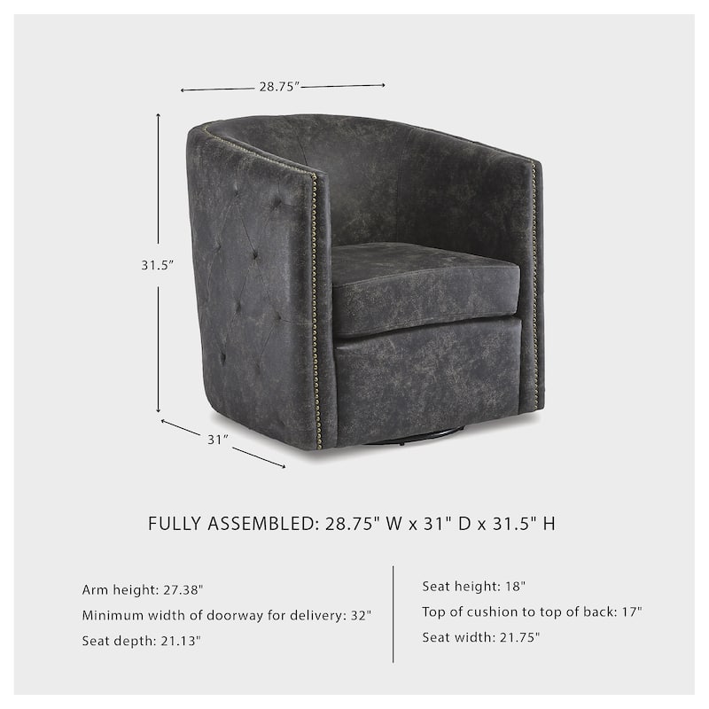 Brentlow Distressed Black Swivel Chair - 28.75" W x 31" D x 31.5" H