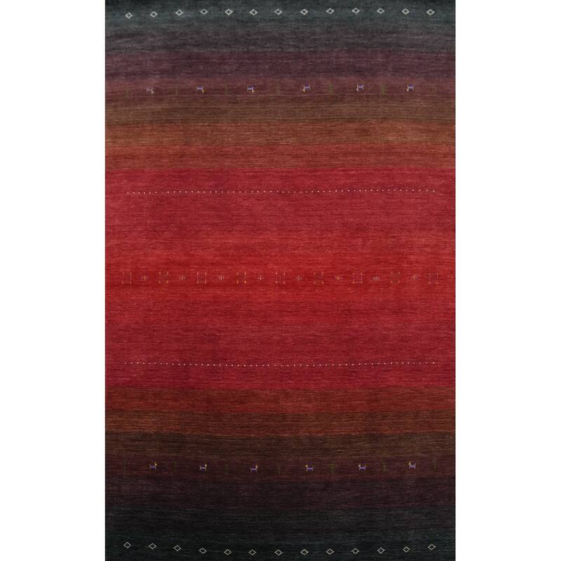 Hand Knotted Oriental 100% Wool Carpet Tribal Animal Pictorial Red Gabbeh Area Rug - 11' 7'' X 8' 2''
