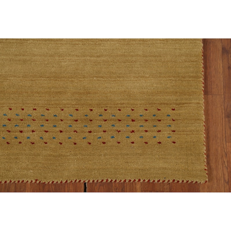 Tribal Yellow Gabbeh Indian Runner Rug Handmade Wool Carpet - 2'4"x 9'9"