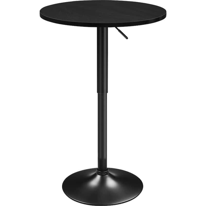 Yaheetech Adjustable Round Pub Table Bar Table - Full Black