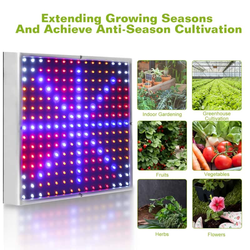 225 LED Full Spectrum Hanging Grow Light for Indoor Plants Herbs Vegetables Succulents - Purple - 12.2”×12.2”×1.4” - Purple