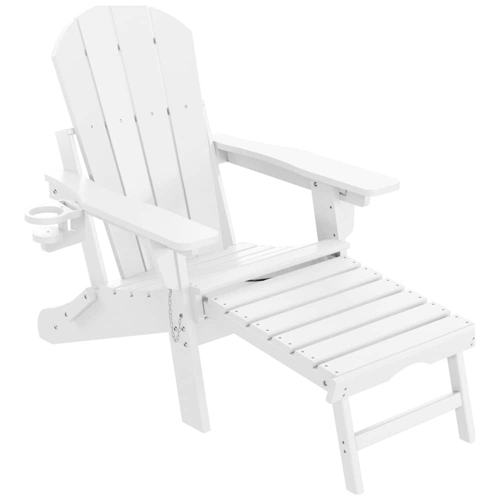 Laguna Outdoor Folding Adjustable Adirondack Chair with Cup Holder & Hideaway Ottoman
