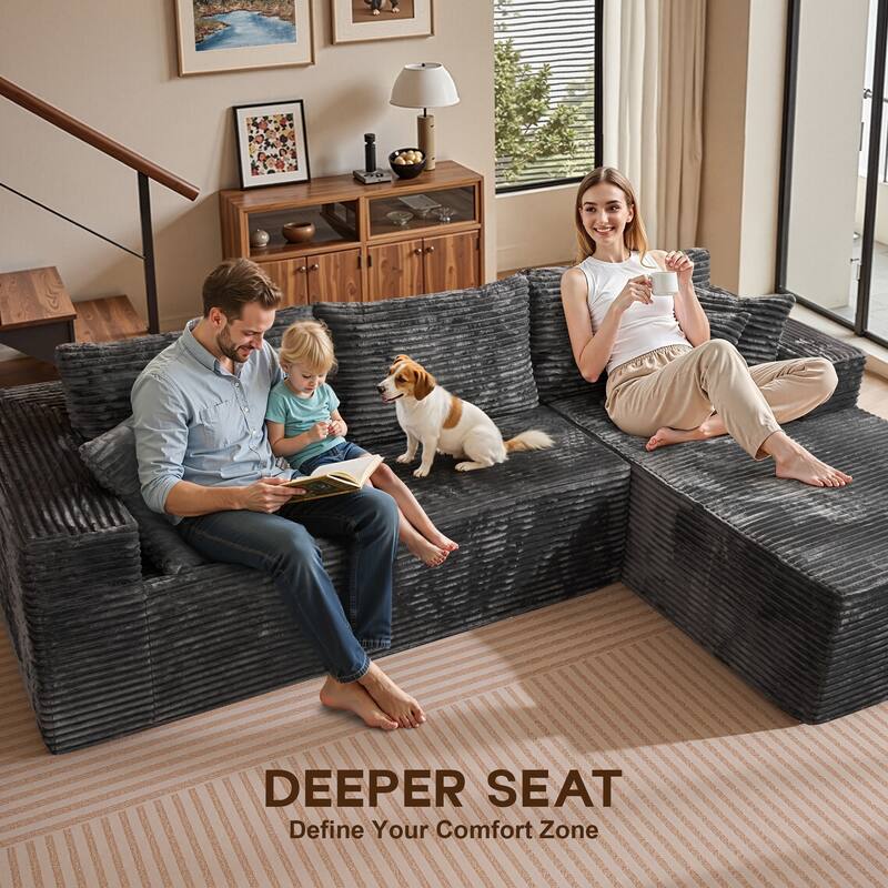 OVIOS All-Foam Plush L-Shaped Sofa​