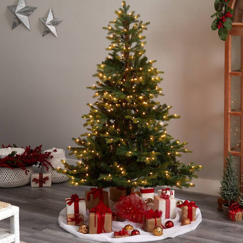 6ft. Spruce Artificial Christmas Tree with 350 Clear Lights & 631 Branches - Classic Seasonal Holiday X-Mas Tree